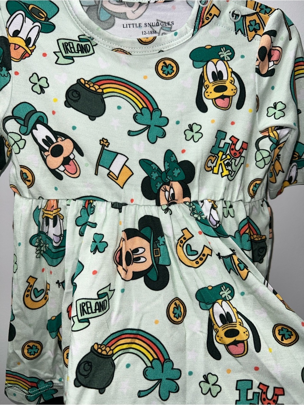 Disney Girls Green Character Pajama Set - Mint Top & Dark Green Leggings